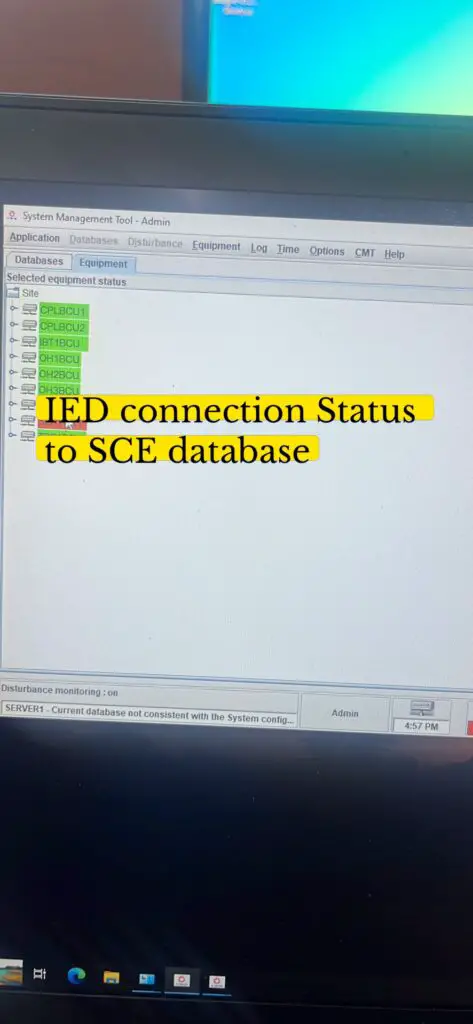 IED connection Status to SCE database